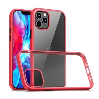 IPAKY Clear PC Back + TPU Edge Combo Protective Case för iPhone 12 Pro / iPhone 12 - Red / Black