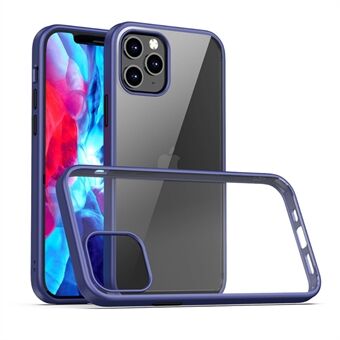 IPAKY Clear PC Back + TPU Edge Combo Protective Case för iPhone 12 Pro / iPhone 12 - Blue / Black