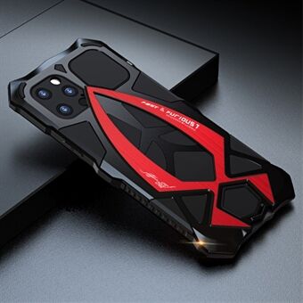 LUPHIE Sports Car Design Metal + Silikon Full Skyddskåpa med härdat glas skärmskydd för iPhone 12 Pro - Red