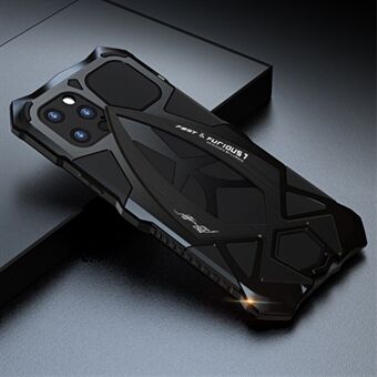 LUPHIE Sports Car Design Metal + Silikon Full Skyddskåpa med härdat glas skärmskydd för iPhone 12 Pro - Black
