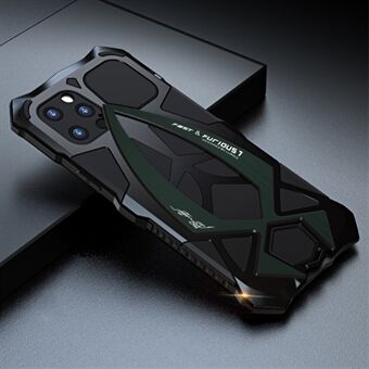 LUPHIE Sports Car Design Metal + Silikon Full Skyddskåpa med härdat glas skärmskydd för iPhone 12 Pro - Green