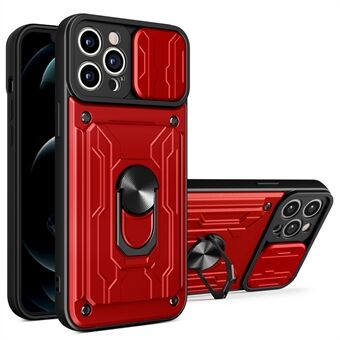 Multifunktionell PC + TPU telefonfodral Kickstand Korthållare Skyddsfodral med skjutkameraskydd för iPhone 12 Pro 