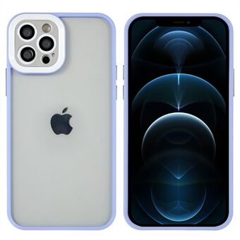 För iPhone 12 Pro  Anti-damm metallknappar Exakt utskärning TPU + PC Hybridfodral Glänsande skyddande telefonfodral med glaslinsfilm