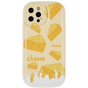 För iPhone 12 Pro  stötsäker söt tecknad ostmönster med tryckskal Fyrhörnskrockkudde TPU bakfodral