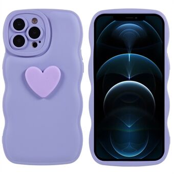 För iPhone 12 Pro 6,1 tum 3D Love Heart Shape Mjuk TPU telefonfodral Wavy Edge Air Cushion Drop Protection Cover