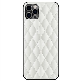 För iPhone 12 Pro 6,1 tum Stötsäkert PU-läder+TPU-telefonfodral Anti- Scratch Rhombus Texture Sticking Decor Mobiltelefonfodral