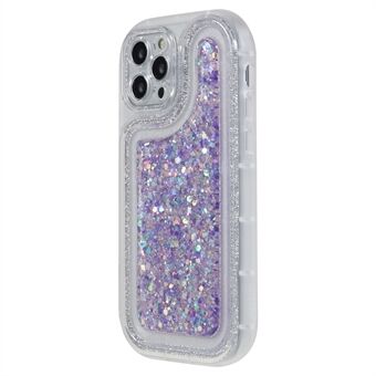 För iPhone 12 Pro 6,1 tum Glitter Sparkle Epoxy Telefonfodral Mjukt TPU Drop Protection Cover