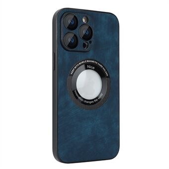 För iPhone 12 Pro Skin-touch magnetiskt fodral PU-läderbelagd PC+TPU-telefonskal med linsskydd