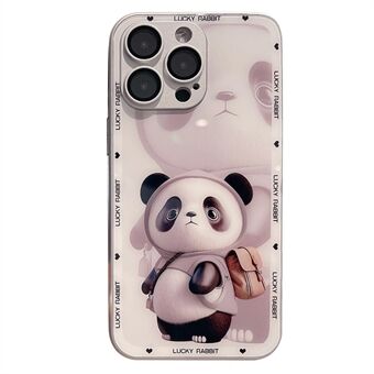 För iPhone 12 Pro Slim-Fit telefonfodral Metallfärg Design Panda Decor Hårt glas+TPU telefonfodral