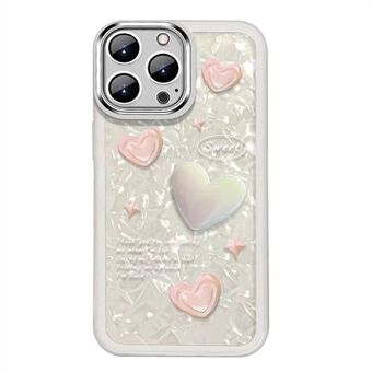 För iPhone 12 Pro TPU + Telefonfodral i härdat glas 3D Hjärtform Linsskydd Telefonskal