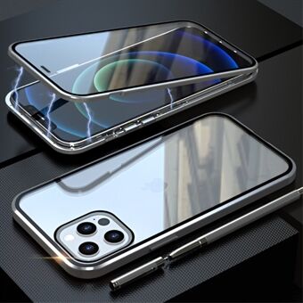 LUPHIE Dubbelsidig magnetisk metallram Mobilfodral i härdat glas Skal för iPhone 12 Pro Max-fodral