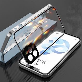 Magnetisk metallram + dubbelsidigt härdat glas heltäckande kamera Skyddsfodral Shell för iPhone 12 Pro Max