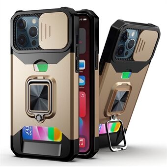 Kameraskjutare Hybrid telefonfodral skal 360 ° Roterande Kickstand skal med korthållare för iPhone 12 Pro Max 