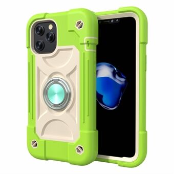 PC + Silikon Telefonfodral Flerfärgad 3-i-1 Inbyggd magnetisk metallplatta Telefonskydd för iPhone 12 Pro Max 