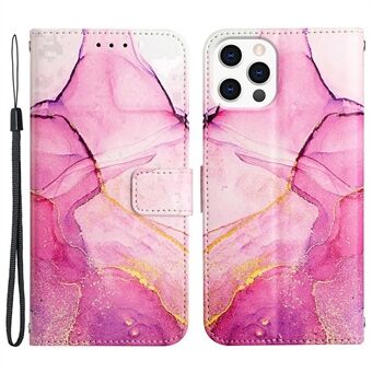 YB Pattern Printing Leather Series-5 for iPhone 12 Pro Max  Marble Pattern Adjustable Stand PU Leather Wallet Phone Cover
