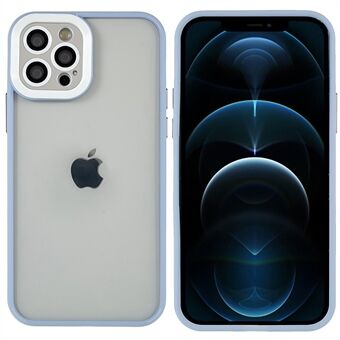 För iPhone 12 Pro Max  Exakt utskärning Anti-smuts metallknappar TPU + PC Hybridfodral Glossy Surface Telefonskydd med glaslinsfilm