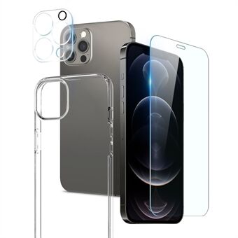 NORTHJO för iPhone 12 Pro Max  Ultratunt kristallklart telefonfodral med skärmskydd i härdat glas och bakre kameralinsskydd