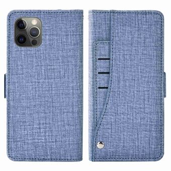 För iPhone 12 Pro Max  Jean Cloth Texture PU Läder Flip Plånboksfodral Stand Fullt skydd Telefonskydd med roterande kortplatser