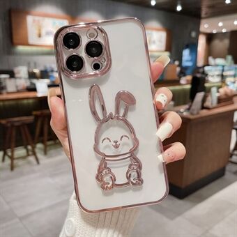 För iPhone 12 Pro Max 6,7 tum Anti Scratch Cute Rabbit Telefonfodral Klar TPU skyddsfodral med linsfilm