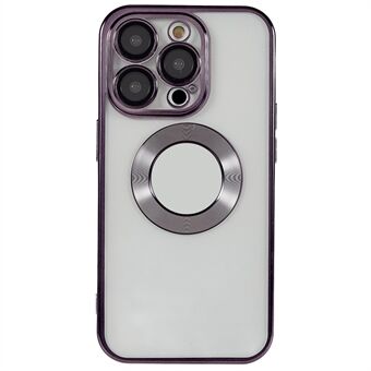 För iPhone 12 Pro Max 6,7 tum All-round linsskydd Klart fodral CD-textur Ring Logotyp Håldesign Elektropleringskanter Mjukt TPU-telefonskal