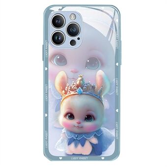 För iPhone 12 Pro Max 6,7 tum Anti-fading Princess Rabbit Pattern Printing Telefonfodral Härdat glas+TPU telefonskal