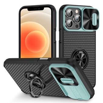 Slide Lens Protection Telefonfodral för iPhone 12 Pro Max Ring Kickstand PC+TPU Mobiltelefonskal