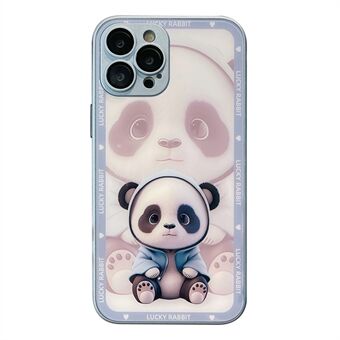 Skyddsfodral för iPhone 12 Pro Max, härdat glas+TPU Shadow Panda Mönsterskydd med linsfilm