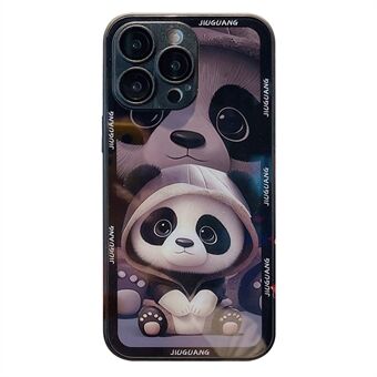 För iPhone 12 Pro Max Pandamönster härdat glas+TPU telefonfodral Linsskydd Telefonskal