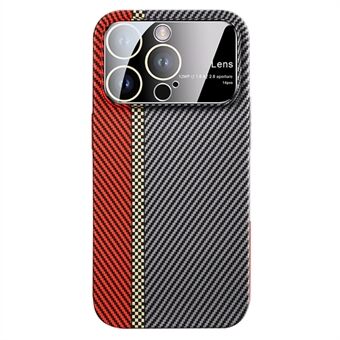 PC-telefonfodral för iPhone 12 Pro Max 6,7 tum Carbon Fiber Texture Slim Phone Cover med glaslinsfilm