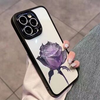 För iPhone 12 Pro Max TPU telefonfodral Fantasy Crystal Rose Glitter Kameraring Ring med linsfilm