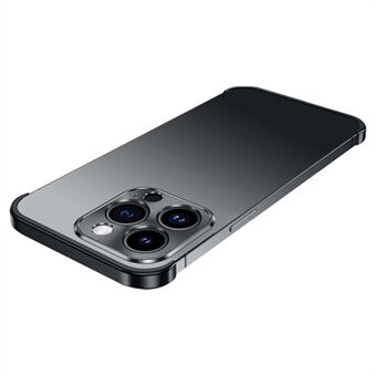 För iPhone 12 Pro Max CD Veins Glas Lens Guard Telefon Hörnfodral Aluminiumlegering Ramlös Bumper Telefonskal