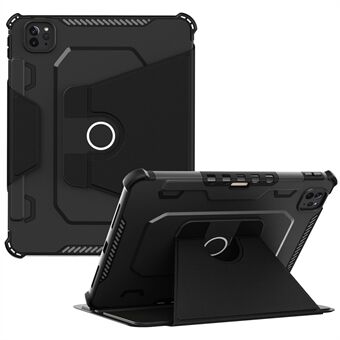 För iPad Pro 11 (2018) / (2020) / (2021) / (2022) / iPad Air 10.9 (2020) / (2022) 360-graders rotation Armor Leather Tablet Cover Auto Wake / Sleep Justerbart Stand Full Protection Case