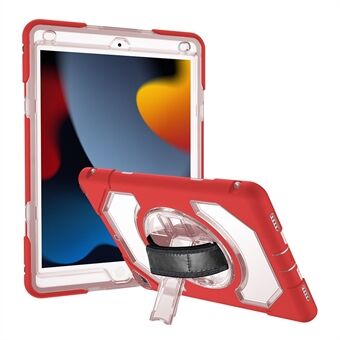 Roterbart handrem Scratch Reptålig silikonhård PC Välskyddat hybridskydd med pennhållare Axelrem för iPad (2019) / (2020) / (2021)