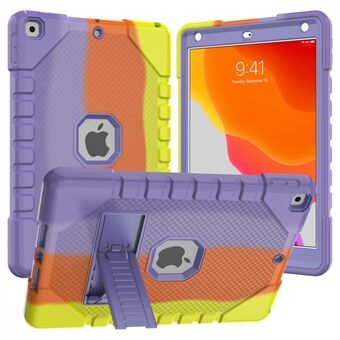 För iPad (2021) / (2020) / (2019) Rainbow Design Tablet Cover Anti-fall Protection PC + Silikon Hybridfodral med Kickstand