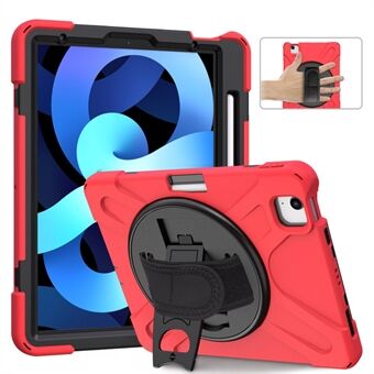 [Inbyggd handhållarrem] 360° vridbar PC + Silikon Combo Kickstand Tablet Shell för iPad Air (2020) / Pro  (2021) (2020) (2018)