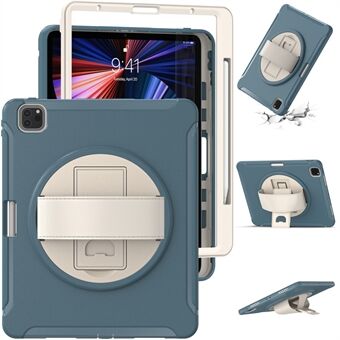 För iPad Pro  (2021) 360 ° Rotary Kickstand PC + TPU Tablet Case med magnetabsorberande pennfack
