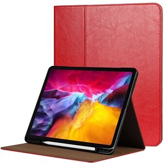 Crazy Horse Texture Stativdesign i äkta läder Stand Wake/Sov-funktion Tablettfodral för Apple iPad Pro  (2021)