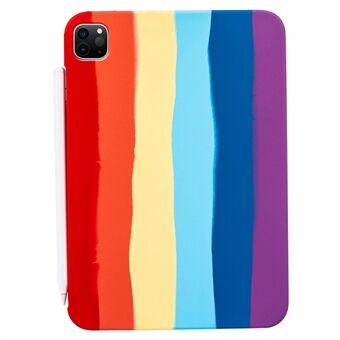 För iPad Pro  (2018) / (2020) / (2021) Flytande silikon TPU Slim Light Tablet Fodral Anti-drop Rainbow Color Shell