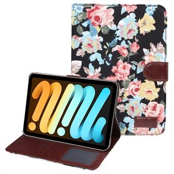 PU läder blommönster tygplånbok PU läder tablettskal för iPad mini (2021)