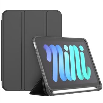 Tri-fold Stand Auto Wake / Sleep PU läder tablettfodral med pennfack för iPad mini (2021)