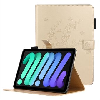 Plum Blossom Imprinting Stand Plånbok PU-läder Tablettfodral för iPad mini (2021)