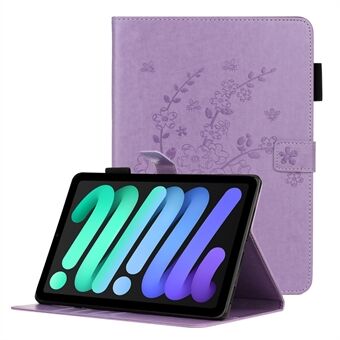 Plum Blossom Imprinting Stand Plånbok PU Läder Tablettfodral för iPad mini (2021)
