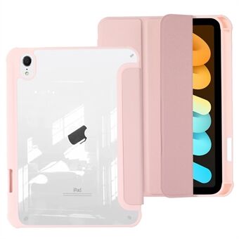 För iPad mini (2021) PU-läder + TPU + akryltransparent tabletfodral Tri-fold Stand Skyddsfodral