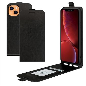Crazy Horse Texture Vertical Flip Phone Cover Card Slot Läderfodral för iPhone 13 - Black