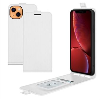 Crazy Horse Texture Vertical Flip Phone Cover Card Slot Läderfodral för iPhone 13 - White