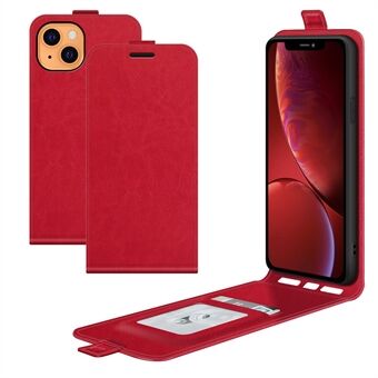 Crazy Horse Texture Vertical Flip Phone Cover Card Slot Läderfodral för iPhone 13 - Red