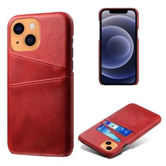 KSQ välskyddat PU-läderbelagt hårt PC-fodral med dubbla kortplatser för iPhone 13 - Red
