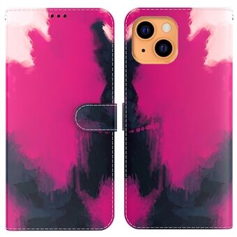 Akvarellmönsterdesign Flervinklar visningsfodral Stand PU-läderplånbok Stötsäkert skal för iPhone 13 