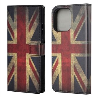 Helkroppsskyddande mönsterutskrift PU-läderplånbok Magnetisk Stängare Stötsäkert Stand Funktion Flip Folio Cover Fodral för iPhone 13 - British Flag