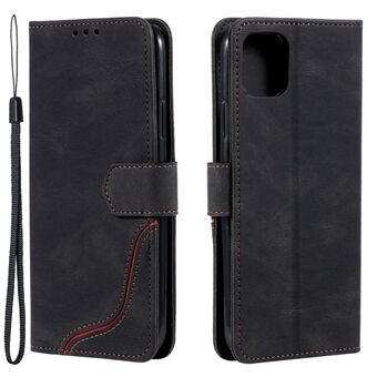002 Series Color Blocking Elegant design läderskal med plånbok och rem för iPhone 13